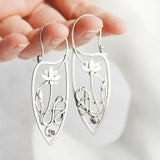 Lotus Women's Silver Earrings, Silver Plated Copper