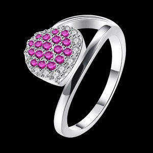 Pink Crystal Zircon Ring 925 Sterling Silver Size 8