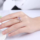 Pink Crystal Zircon Ring 925 Sterling Silver Size 8
