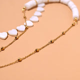 Heart Star Choker Necklace Mother of Pearl Beads Stainless Steel