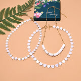 Heart Star Choker Necklace Mother of Pearl Beads Stainless Steel