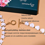 Heart Star Choker Necklace Mother of Pearl Beads Stainless Steel