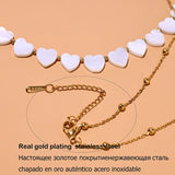Heart Star Choker Necklace Mother of Pearl Beads Stainless Steel
