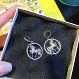 High Round Unicorn Earrings Zircon Temperament Personality Ladies Earrings