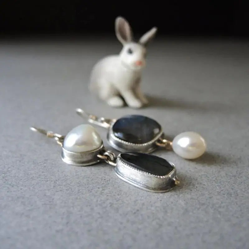 Vintage Silver Asymmetric Dangle Earrings