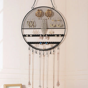 Metal Grid Shape Earring Holder Wall Mounted Jewelry Organizer