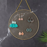 Metal Grid Earring Holder Wall Mounted Organizer with Hooks