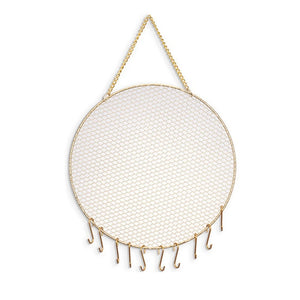 Metal Grid Shape Earring Holder Wall Mounted Hanging Jewelry Organizer
