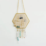 Metal Grid Shape Earring Holder Wall Mounted Hanging