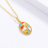 Enamel Oval Pendant Clavicle Chain Silver Women's Pendant