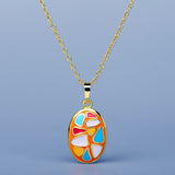 Enamel Oval Pendant Clavicle Chain Silver Women's Pendant