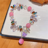 Colorful Resin Bead Bracelet with Cubic Zirconia Bowknot