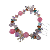 Colorful Resin Bead Bracelet with Cubic Zirconia Bowknot