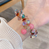 Colorful Resin Bead Bracelet with Cubic Zirconia Bowknot