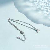 925 Silver Fish Tail Anklet Crystle Cross Chain Ankle Jewelry