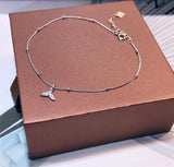 925 Silver Fish Tail Anklet Crystle Cross Chain Ankle Jewelry