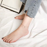 925 Silver Fish Tail Anklet Crystle Cross Chain Ankle Jewelry