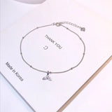 925 Silver Fish Tail Anklet Crystle Cross Chain Ankle Jewelry