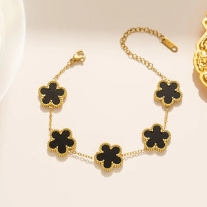 Four Leaf Clover Pendant Bracelet Set