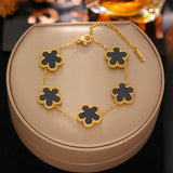 Four Leaf Clover Pendant Bracelet Set
