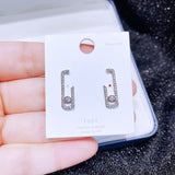 Geometric Stud Earrings Silver Cubic Zircon Women's Jewelry