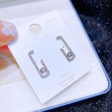 Geometric Stud Earrings Silver Cubic Zircon Women's Jewelry