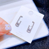 Geometric Stud Earrings Silver Cubic Zircon Women's Jewelry