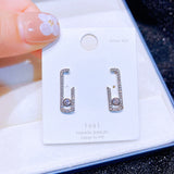 Geometric Stud Earrings Silver Cubic Zircon Women's Jewelry