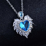 Lab Sapphire Stone Angel Wings Necklace Choker for Women