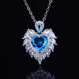 Lab Sapphire Stone Angel Wings Necklace Choker for Women