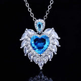 Lab Sapphire Stone Angel Wings Necklace Choker for Women