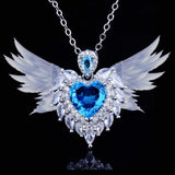 Lab Sapphire Stone Angel Wings Necklace Choker for Women