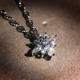 925 Sterling Silver Necklace with Zircon Snowflake Pendant