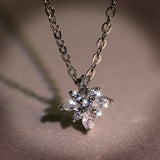 925 Sterling Silver Necklace with Zircon Snowflake Pendant