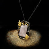 Lady Butterfly Pendant Necklace Square Zircon Crystal Sweater Chain