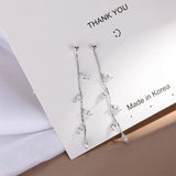 Leaf Zircon Long Tassel Stud Earrings 925 Sterling Silver Girlfriends Gift