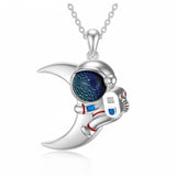 Lovely Fairy Tale Astronaut Necklace Moon Star Sky Pendant Gift