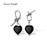 Heart Ears Real s925 Sterling Silver Zircon Studs