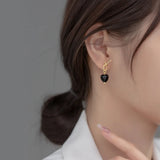 Heart Ears Real s925 Sterling Silver Zircon Studs