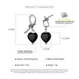 Heart Ears Real s925 Sterling Silver Zircon Studs