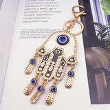 Evil Eye Hamsa Hand Keychain with Tassel
