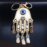 Evil Eye Hamsa Hand Keychain with Tassel