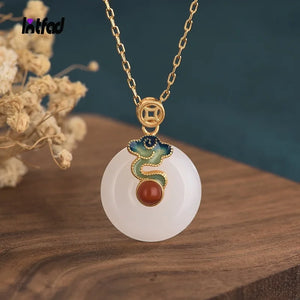 Hotan Jade Pendant Vintage Necklace for Women Birthday Gift