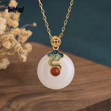 Hotan Jade Pendant Vintage Necklace for Women Birthday Gift