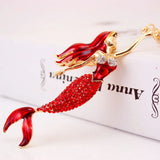 Mermaid Sea-maid Key Chains Rings Holder Enamel Crystal Purse Bag Buckle Pendant