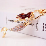 Mermaid Sea-maid Key Chains Rings Holder Enamel Crystal Purse Bag Buckle Pendant