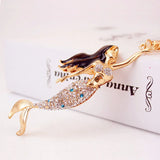 Mermaid Sea-maid Key Chains Rings Holder Enamel Crystal Purse Bag Buckle Pendant
