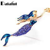Mermaid Sea-maid Key Chains Rings Holder Enamel Crystal Purse Bag Buckle Pendant