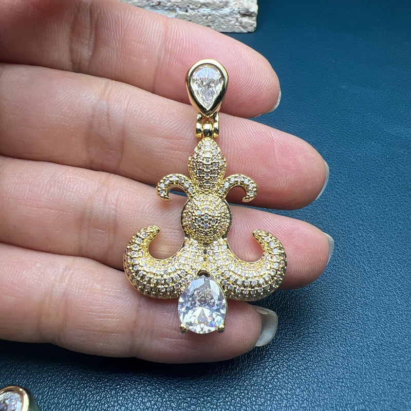 Metal Zircon Octopus Wing Pendant for Women Jewelry Making