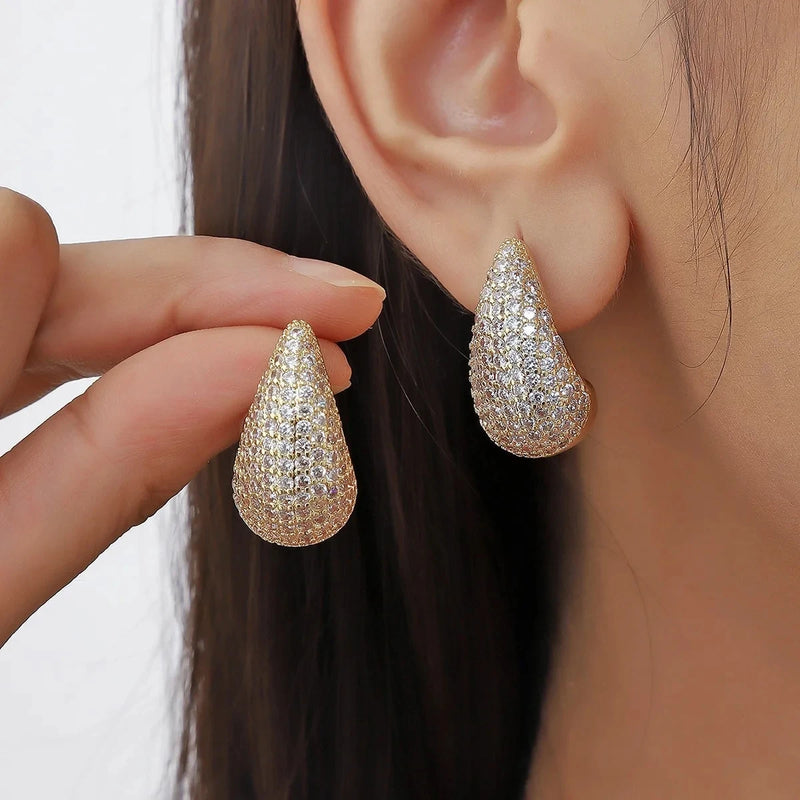 Teardrop Earring Dupes Hollow Chunky Hoop Earrings for Women